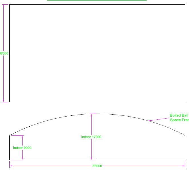 遵义跨度65米，拱高8米网架